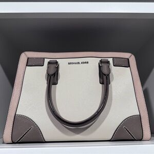 Michael Kors Cream and Brown Satchel